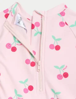Cherry Frill Long Sleeve Swimsuit (0-6 Yrs)