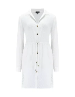 Chevron Stripe Button Through Beach Shirt