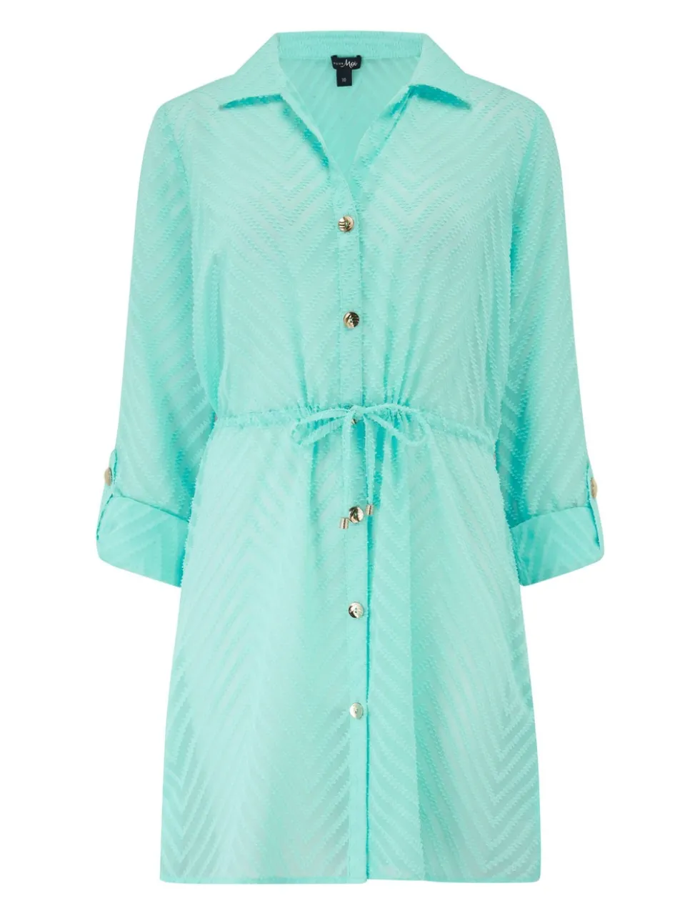 Chevron Stripe Button Through Beach Shirt