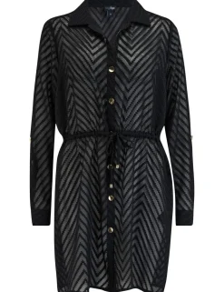 Chevron Stripe Button Through Beach Shirt