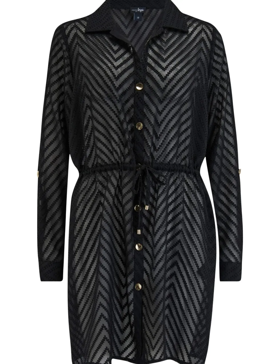 Chevron Stripe Button Through Beach Shirt