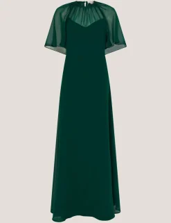 Chiffon Angel Sleeve Maxi Column Dress