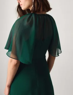Chiffon Angel Sleeve Maxi Column Dress