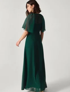 Chiffon Angel Sleeve Maxi Column Dress