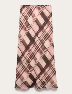 Chiffon Checked Midaxi Slip Skirt