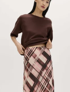 Chiffon Checked Midaxi Slip Skirt