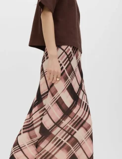 Chiffon Checked Midaxi Slip Skirt