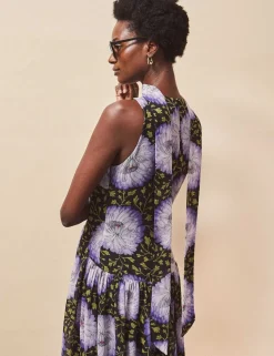 Chiffon Floral High Neck Maxi Dress