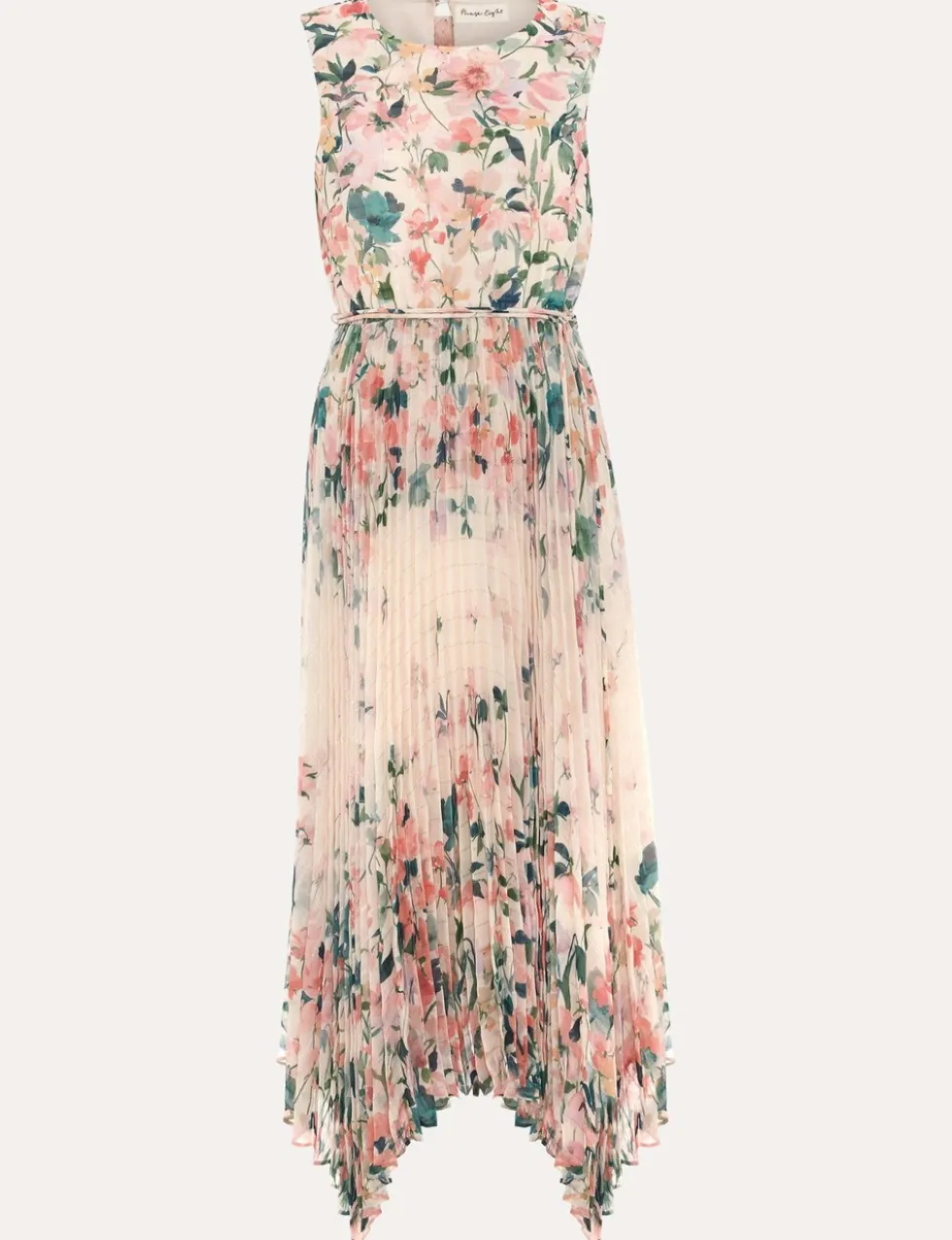 Chiffon Floral Pleated Midi Tea Dress