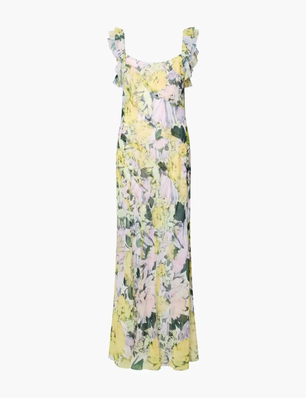 Chiffon Floral Square Neck Midaxi Column Dress