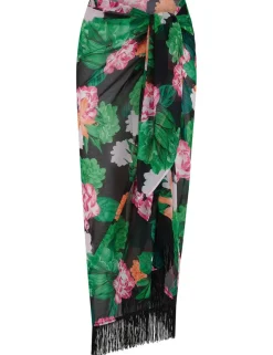 Chiffon Floral Tassel Beach Cover Up Sarong