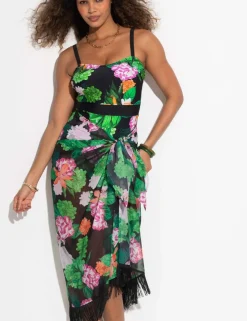 Chiffon Floral Tassel Beach Cover Up Sarong
