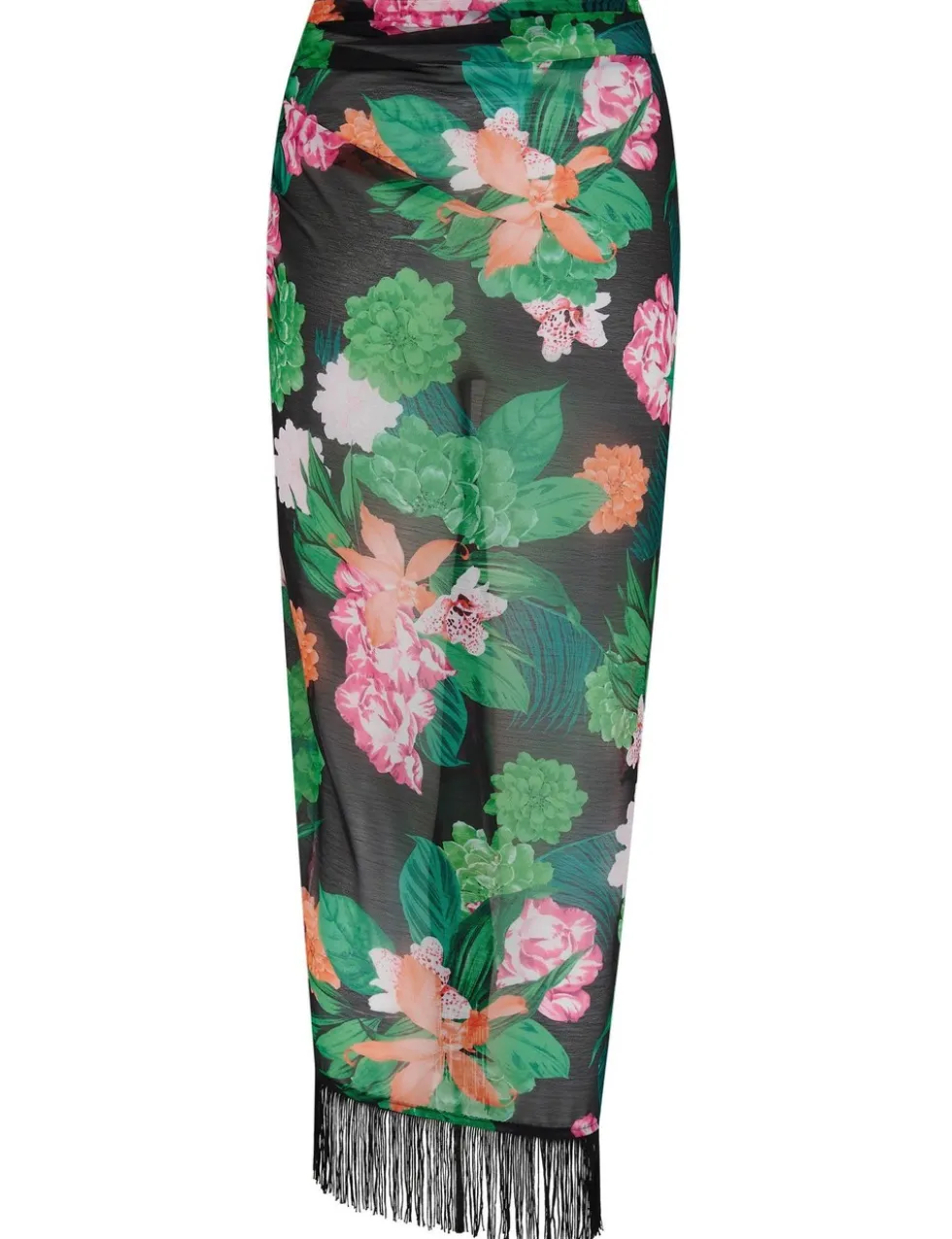 Chiffon Floral Tassel Beach Cover Up Sarong
