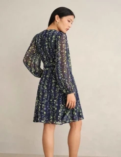 Chiffon Floral Tie Waist Shift Dress