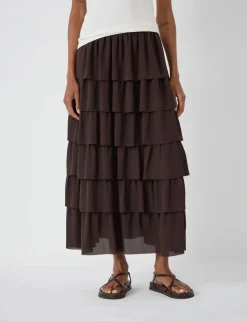 Chiffon Midi Tiered Skirt