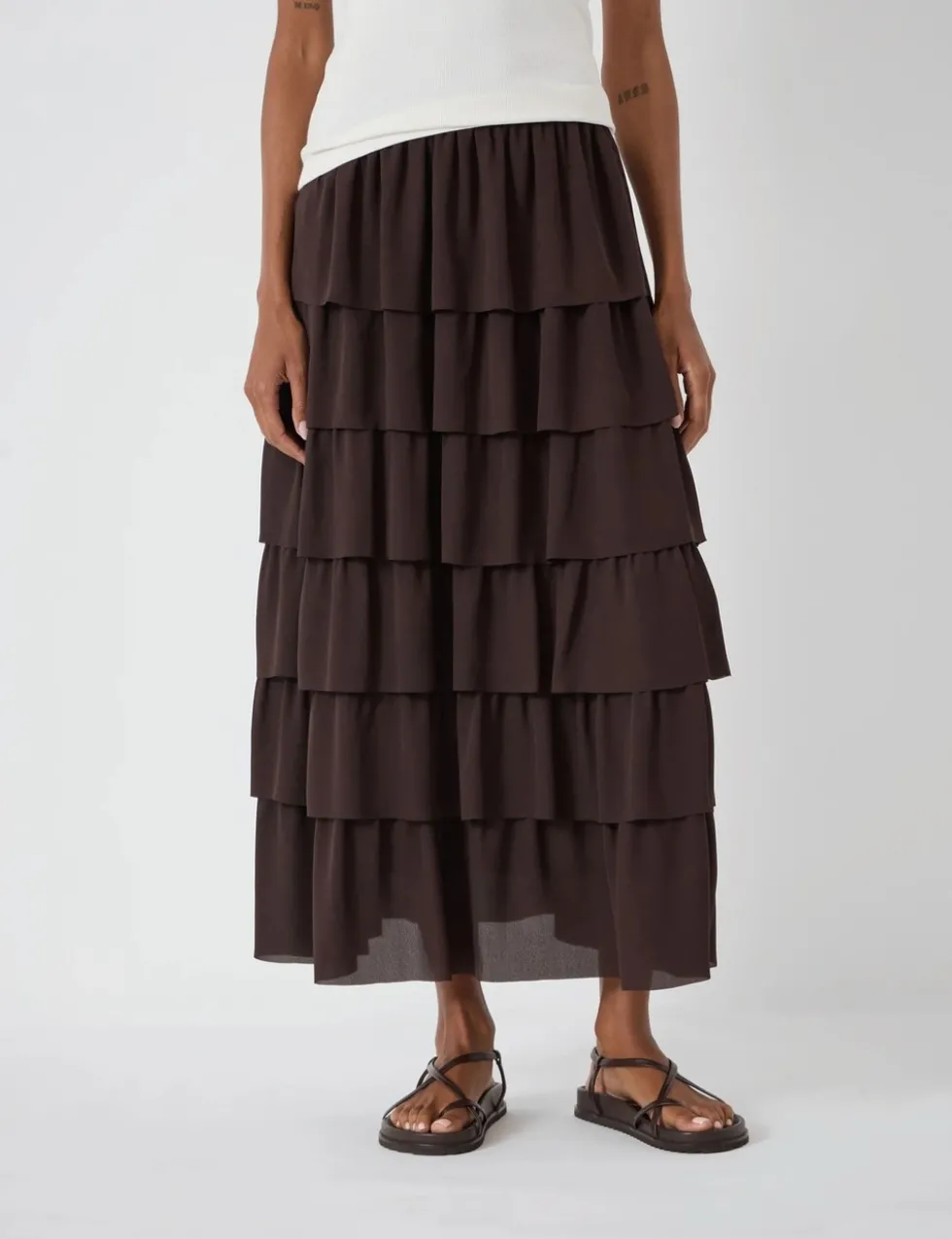 Chiffon Midi Tiered Skirt