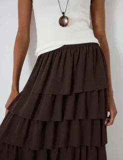 Chiffon Midi Tiered Skirt