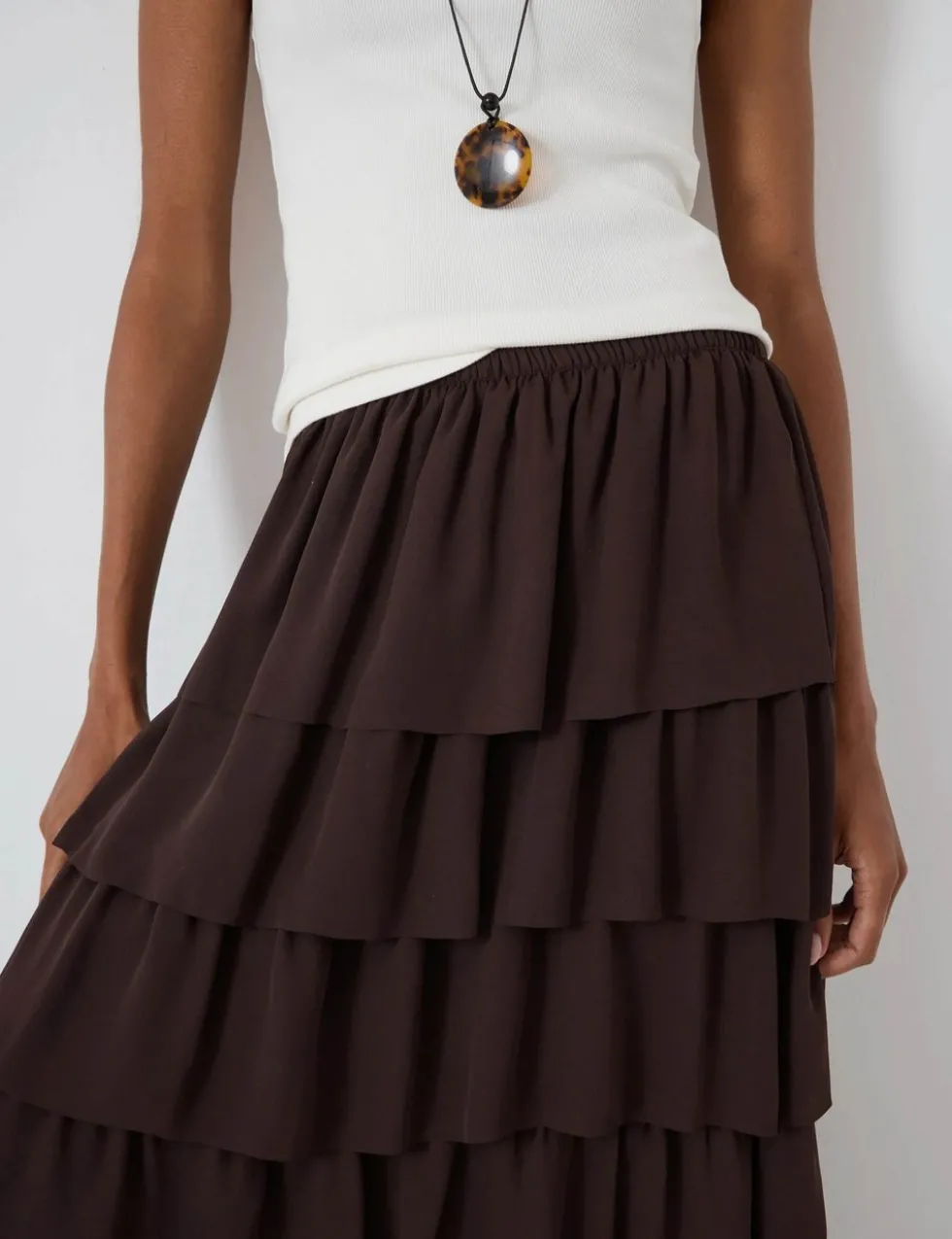 Chiffon Midi Tiered Skirt