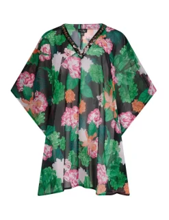 Chiffon V Neck Embellished Kaftan