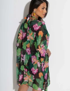 Chiffon V Neck Embellished Kaftan
