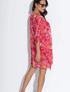 Chiffon V-Neck Embellished Kaftan Beach Dress