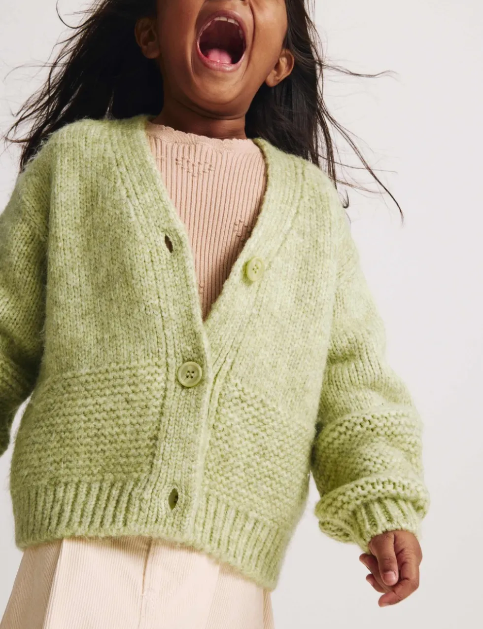 Chunky Knit V-Neck Textured Cardigan (2-10 Yrs)