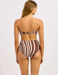 Coastline Striped Padded Bandeau Bikini Top