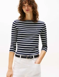 Cody Pure Cotton Striped Slash Neck Top