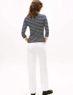 Cody Pure Cotton Striped Slash Neck Top