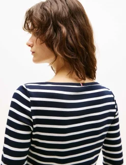 Cody Pure Cotton Striped Slash Neck Top
