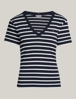 Cody Pure Cotton Striped V-Neck T-Shirt
