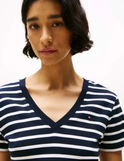 Cody Pure Cotton Striped V-Neck T-Shirt