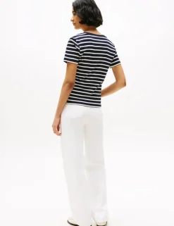 Cody Pure Cotton Striped V-Neck T-Shirt