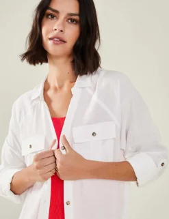 Collared Beach Shirt with Linen