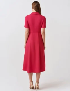 Collared Belted Midi Shirt Dress