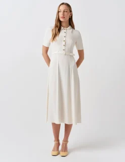 Collared Belted Midi Shirt Dress