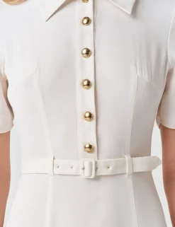 Collared Belted Midi Shirt Dress