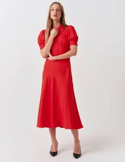 Collared Button Front Midi Tea Dress