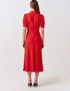 Collared Button Front Midi Tea Dress