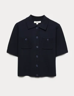 Collared Button Through Cropped Cardigan