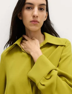 Collared Drape Wrap Shirt