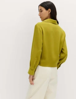 Collared Drape Wrap Shirt