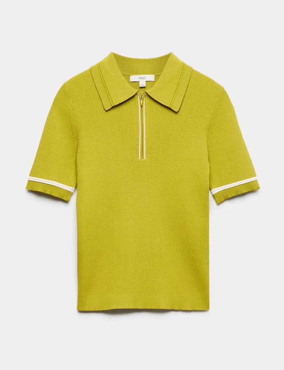 Collared Half Zip Fitted Knitted Top