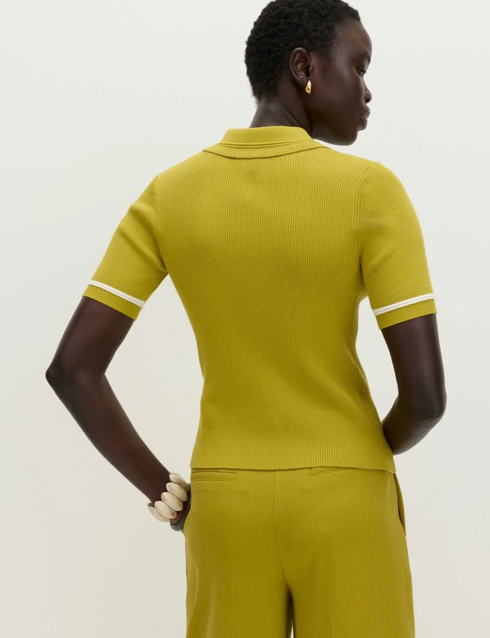 Collared Half Zip Fitted Knitted Top