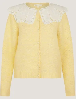 Collared Lace Detail Cardigan
