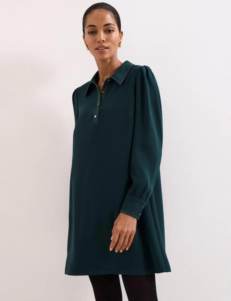 Collared Mini Swing Dress