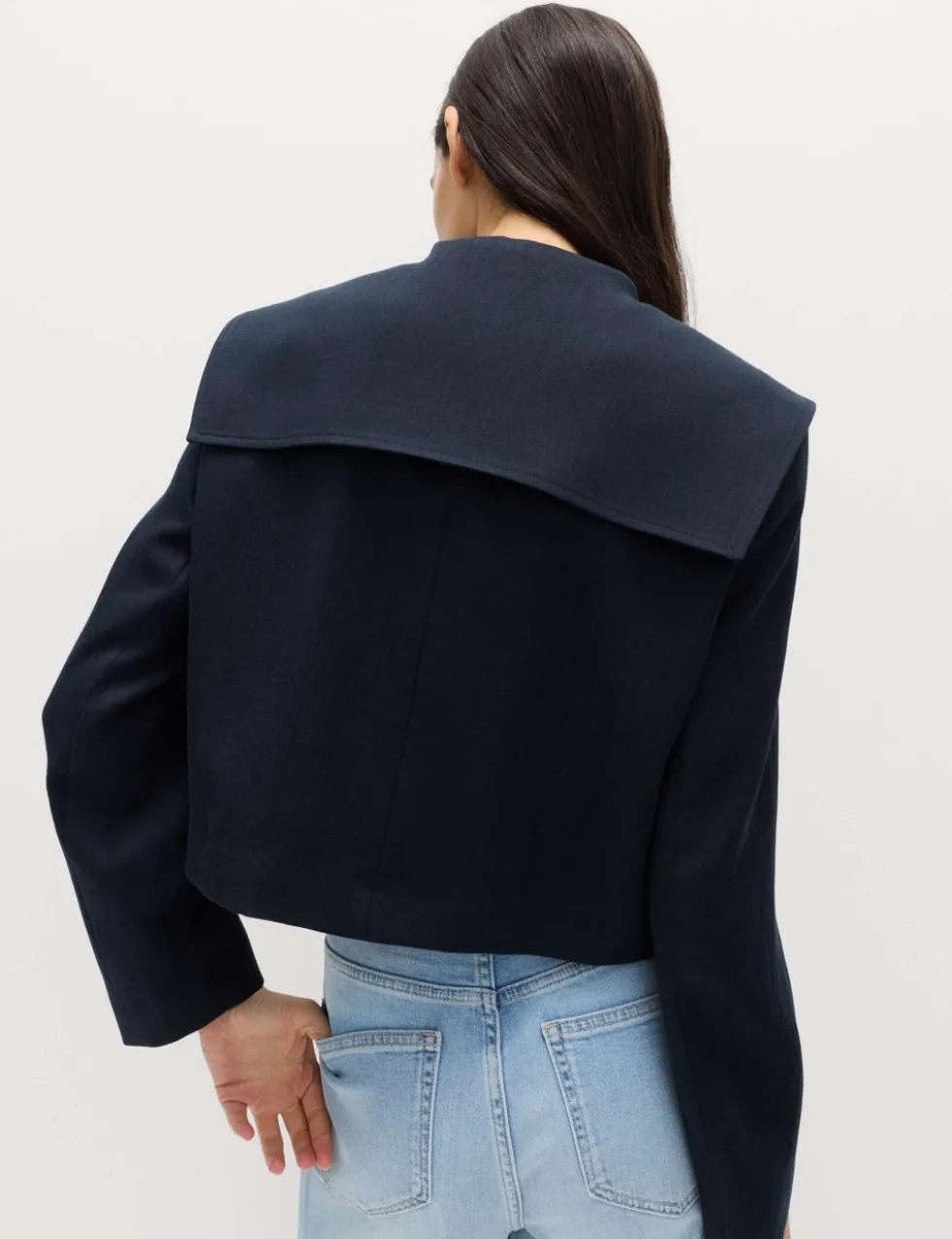 Collared Short Sailor Jacket with Linen