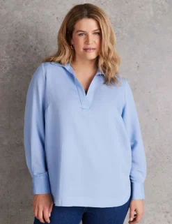 Collared V-Neck Popover Shirt