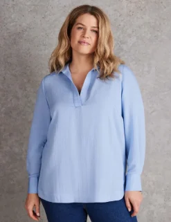 Collared V-Neck Popover Shirt