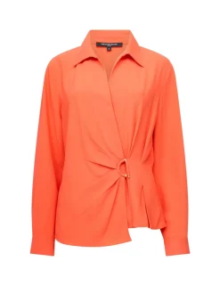 Collared Waisted Wrap Detail Blouse